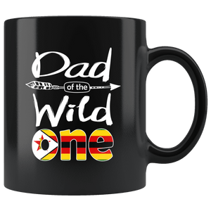 RobustCreative-Zimbabwean Dad of the Wild One Birthday Zimbabwe Flag Black 11oz Mug Gift Idea