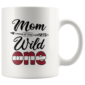 RobustCreative-Latvian Mom of the Wild One Birthday Latvia Flag White 11oz Mug Gift Idea