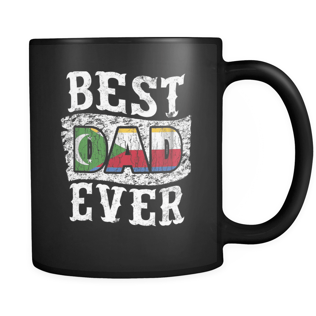 RobustCreative-Best Dad Ever Comoros Flag - Fathers Day Gifts - Family Gift Gift From Kids - 11oz Black Funny Coffee Mug Women Men Friends Gift ~ Both Sides Printed