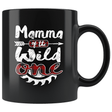 Load image into Gallery viewer, RobustCreative-Mamma of the Wild One Lumberjack Woodworker Sawdust Glitter - 11oz Black Mug red black plaid Woodworking saw dust Gift Idea
