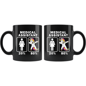 RobustCreative-Medical Assistant Dabbing Unicorn 80 20 Principle Superhero Girl Womens - 11oz Black Mug Medical Personnel Gift Idea