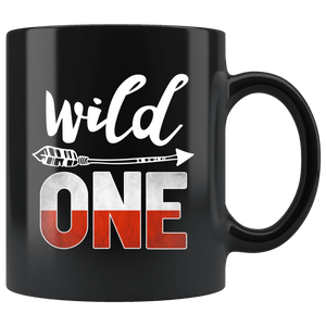 RobustCreative-Poland Wild One Birthday Outfit 1 Polish Flag Black 11oz Mug Gift Idea
