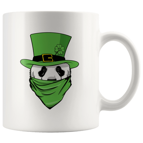 RobustCreative-Panda Leprechaun St Patricks Day Green Bandana Kids - 11oz White Mug lucky paddys pattys day Gift Idea