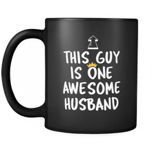 Load image into Gallery viewer, RobustCreative-One Awesome Husband - Birthday Gift 11oz Funny Black Coffee Mug - Fathers Day B-Day Party - Women Men Friends Gift - Both Sides Printed (Distressed)
