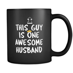 RobustCreative-One Awesome Husband - Birthday Gift 11oz Funny Black Coffee Mug - Fathers Day B-Day Party - Women Men Friends Gift - Both Sides Printed (Distressed)
