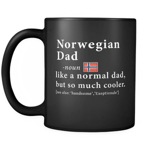 RobustCreative-Norwegian Dad Definition Fathers Day Gift Roots - Norwegian Pride 11oz Funny Black Coffee Mug - Norway Roots National Heritage - Friends Gift - Both Sides Printed