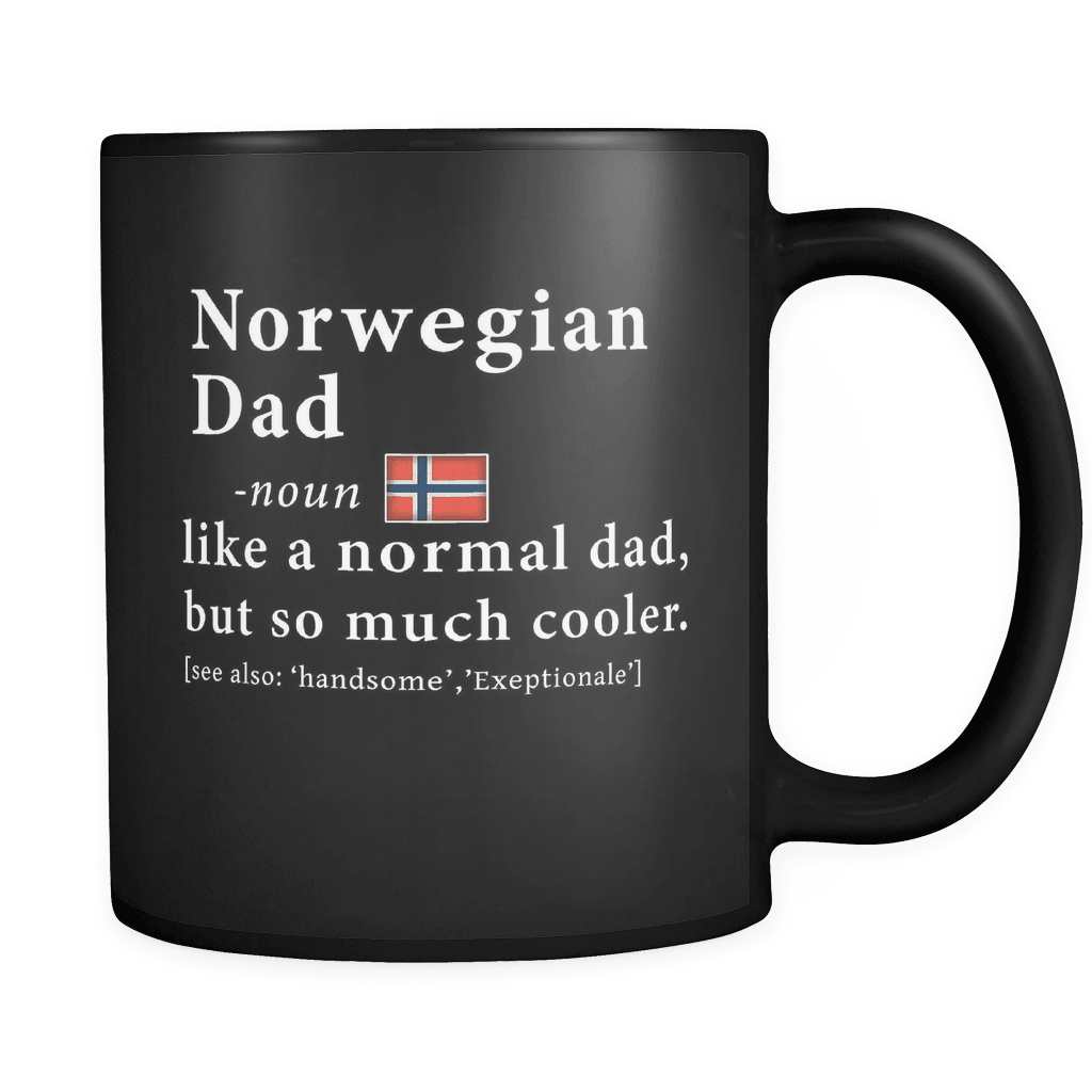 RobustCreative-Norwegian Dad Definition Fathers Day Gift Roots - Norwegian Pride 11oz Funny Black Coffee Mug - Norway Roots National Heritage - Friends Gift - Both Sides Printed