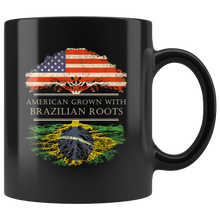 Load image into Gallery viewer, RobustCreative-Brazilian Roots American Grown Fathers Day Gift - Brazilian Pride 11oz Funny Black Coffee Mug - Real Brazil Hero Flag Papa National Heritage - Friends Gift - Both Sides Printed
