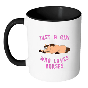 RobustCreative-Just a Girl Who Loves Horse the Wild One Animal Spirit 11oz Black & White Coffee Mug ~ Both Sides Printed