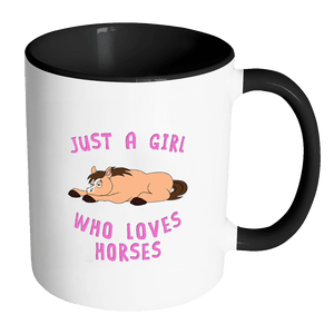 RobustCreative-Just a Girl Who Loves Horse the Wild One Animal Spirit 11oz Black & White Coffee Mug ~ Both Sides Printed