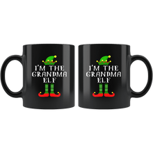 Load image into Gallery viewer, RobustCreative-Im The Grandma Elf Matching Family Christmas - 11oz Black Mug Christmas group green pjs costume Gift Idea
