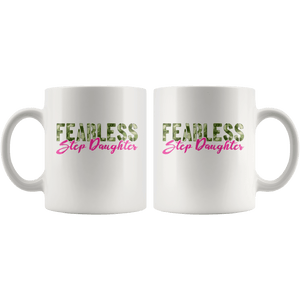 RobustCreative-Fearless Step Daughter Camo Hard Charger Veterans Day - Military Family 11oz White Mug Retired or Deployed support troops Gift Idea - Both Sides Printed