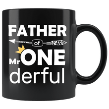 Load image into Gallery viewer, RobustCreative-Father of Mr Onederful Crown 1st Birthday Baby Boy Outfit Black 11oz Mug Gift Idea
