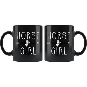 RobustCreative-New Jersey Horse Girl Jerseyan Shape Country for women - 11oz Black Mug Racing Lover Gift Idea