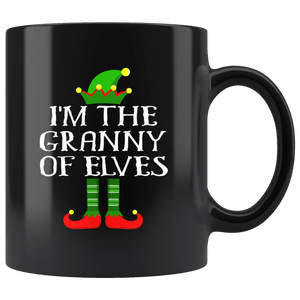 RobustCreative-Im The Granny of Elves Family Matching Elf Outfits PJ - 11oz Black Mug Christmas group green pjs costume Gift Idea