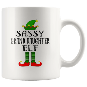 RobustCreative-Im The Sassy Grand Daughter Elf Family Matching Outfits PJ - 11oz White Mug Christmas group green pjs costume Gift Idea