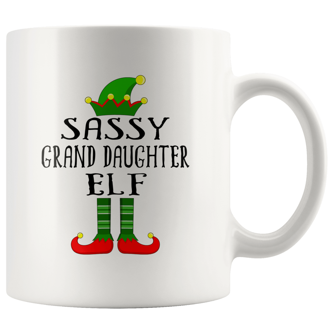 RobustCreative-Im The Sassy Grand Daughter Elf Family Matching Outfits PJ - 11oz White Mug Christmas group green pjs costume Gift Idea