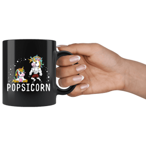 RobustCreative-Popsicorn Unicorn Grandpa And Baby Fathers Day Black 11oz Mug Gift Idea