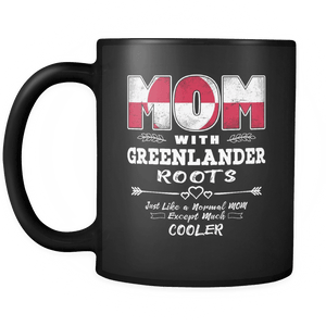 RobustCreative-Best Mom Ever with Greenlander Roots - Greenland Flag 11oz Funny Black Coffee Mug - Mothers Day Independence Day - Women Men Friends Gift - Both Sides Printed (Distressed)