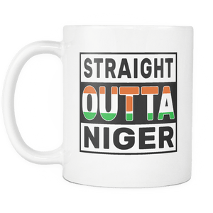 RobustCreative-Straight Outta Niger - Nigerien Flag 11oz Funny White Coffee Mug - Independence Day Family Heritage - Women Men Friends Gift - Both Sides Printed (Distressed)