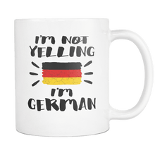 Load image into Gallery viewer, RobustCreative-I&#39;m Not Yelling I&#39;m German Flag - Deutschland Pride 11oz Funny White Coffee Mug - Coworker Humor That&#39;s How We Talk - Women Men Friends Gift - Both Sides Printed (Distressed)
