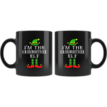 Load image into Gallery viewer, RobustCreative-Im The Grandmother Elf Matching Family Christmas - 11oz Black Mug Christmas group green pjs costume Gift Idea
