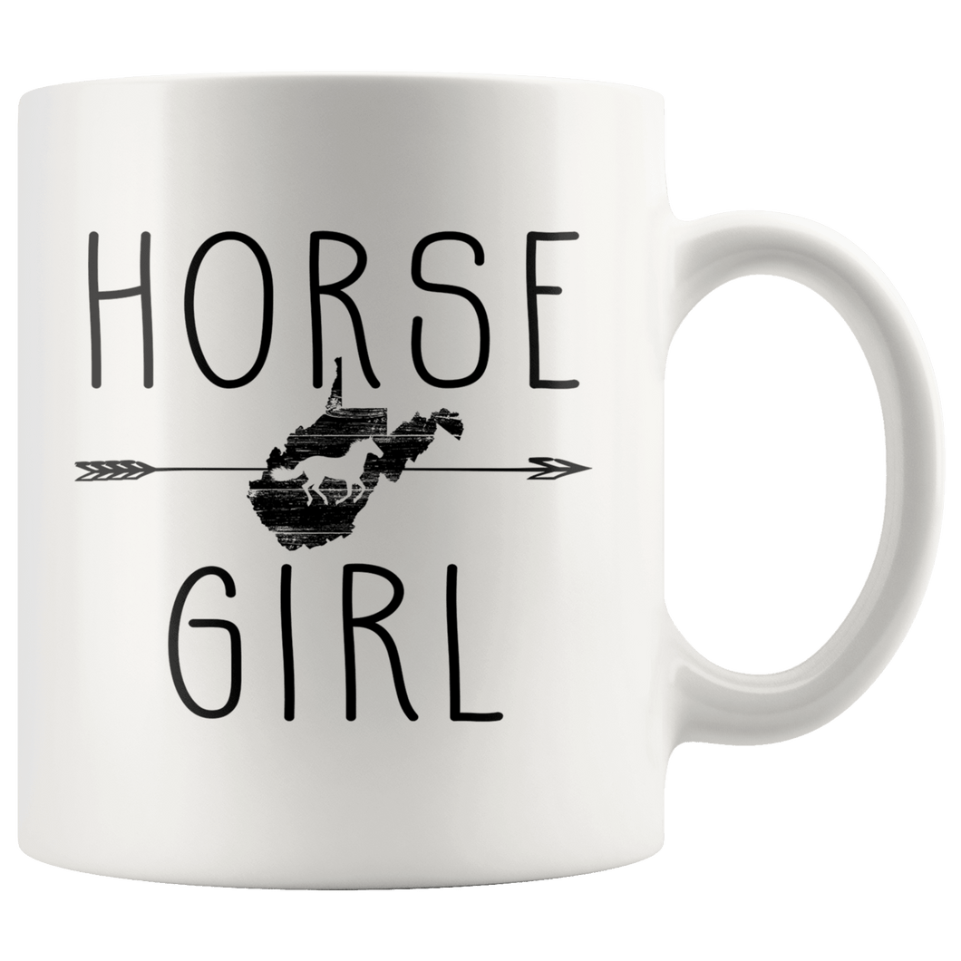 RobustCreative-West Virginia Horse Girl Gifts Virginian Shape Country for women - 11oz White Mug Racing Lover Gift Idea