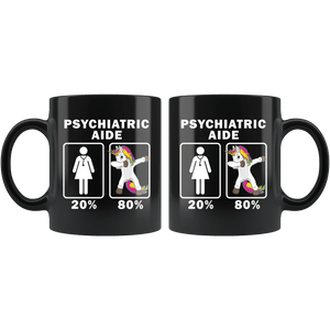 RobustCreative-Psychiatric Aide Dabbing Unicorn 80 20 Principle Superhero Girl Womens - 11oz Black Mug Medical Personnel Gift Idea