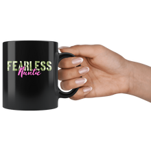 Load image into Gallery viewer, RobustCreative-Fearless Auntie Camo Hard Charger Veterans Day - Military Family 11oz Black Mug Retired or Deployed support troops Gift Idea - Both Sides Printed
