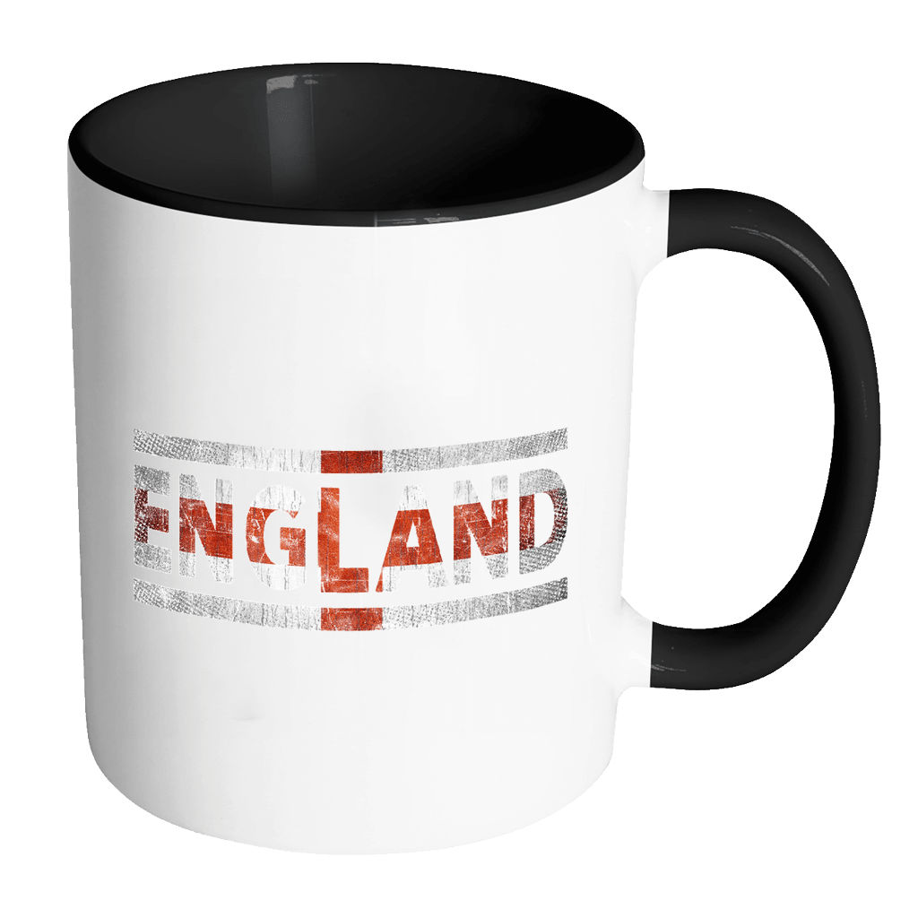 RobustCreative-Retro Vintage Flag English England 11oz Black & White Coffee Mug ~ Both Sides Printed