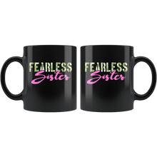 Load image into Gallery viewer, RobustCreative-Fearless Sister Camo Hard Charger Veterans Day - Military Family 11oz Black Mug Retired or Deployed support troops Gift Idea - Both Sides Printed
