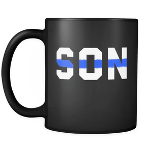 RobustCreative-Police Officer Son patriotic Trooper Cop Thin Blue Line  Law Enforcement Officer 11oz Black Coffee Mug ~ Both Sides Printed