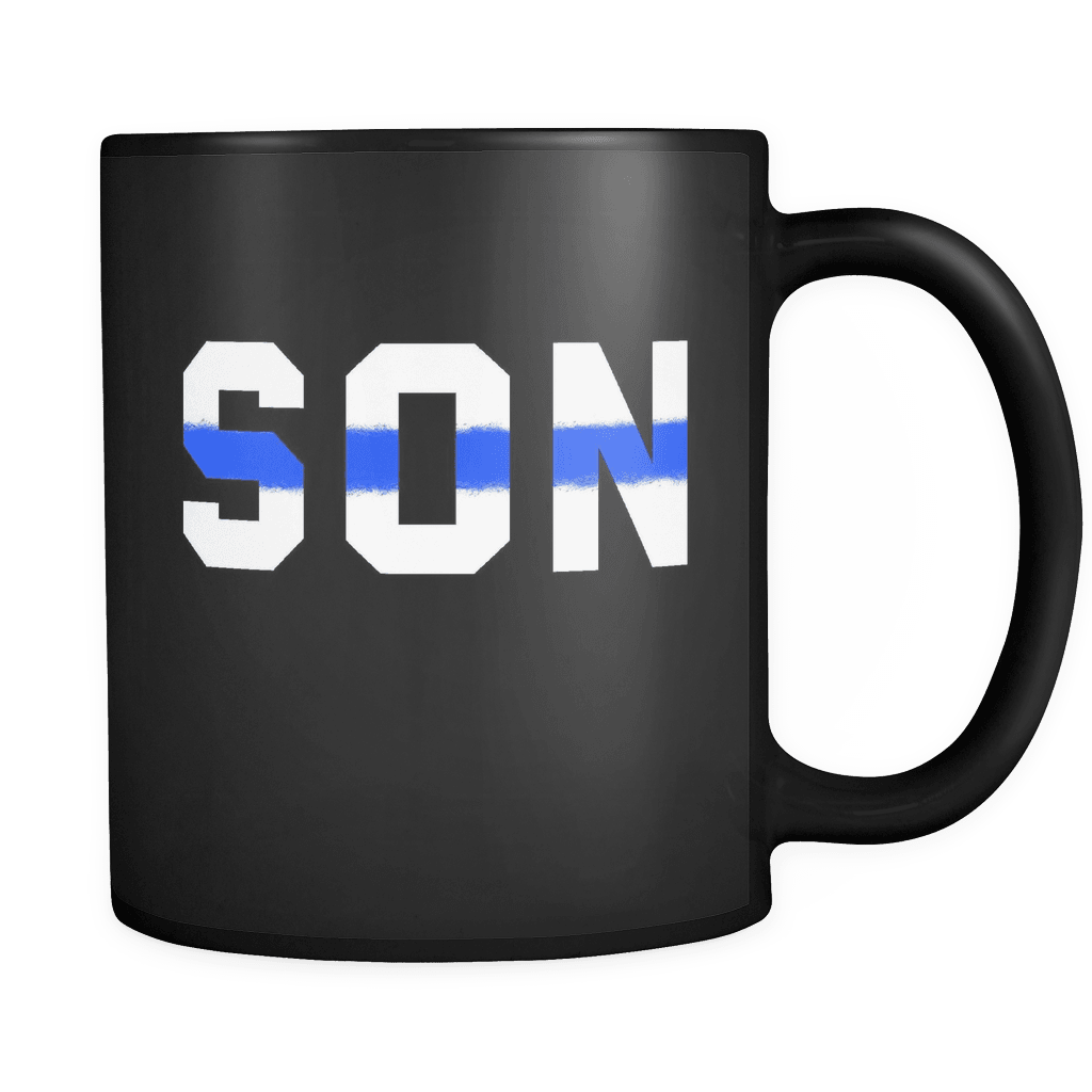 RobustCreative-Police Officer Son patriotic Trooper Cop Thin Blue Line  Law Enforcement Officer 11oz Black Coffee Mug ~ Both Sides Printed