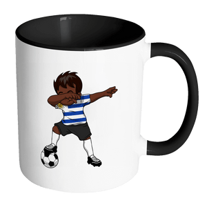 RobustCreative-Dabbing Soccer Boy Uruguay Uruguayan Montevideo Gifts National Soccer Tournament Game 11oz Black & White Coffee Mug ~ Both Sides Printed