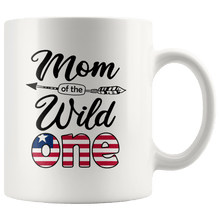 Load image into Gallery viewer, RobustCreative-Liberian Mom of the Wild One Birthday Liberia Flag White 11oz Mug Gift Idea
