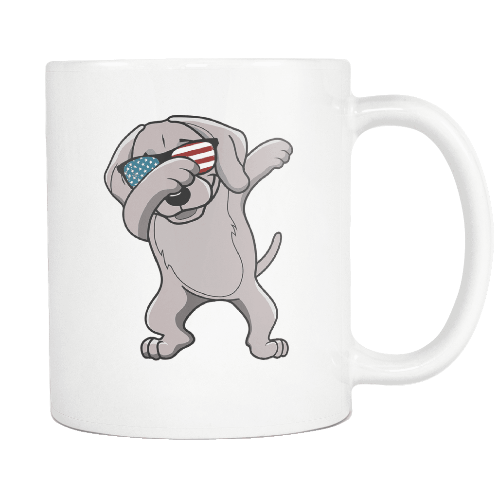 RobustCreative-Dabbing Weimaraner Dog America Flag - Patriotic Merica Murica Pride - 4th of July USA Independence Day - 11oz White Funny Coffee Mug Women Men Friends Gift ~ Both Sides Printed
