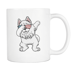 RobustCreative-Dabbing Samoyed Dog America Flag - Patriotic Merica Murica Pride - 4th of July USA Independence Day - 11oz White Funny Coffee Mug Women Men Friends Gift ~ Both Sides Printed