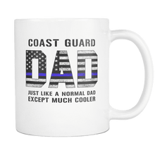 Load image into Gallery viewer, RobustCreative-Coast Guard Dad is Much Cooler fathers day gifts Serve &amp; Protect Thin Blue Line Law Enforcement Officer 11oz White Coffee Mug ~ Both Sides Printed
