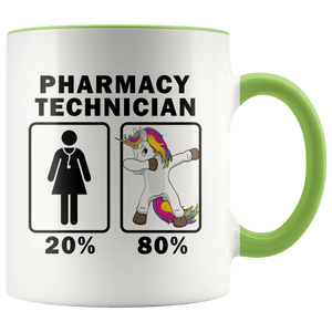 RobustCreative-Pharmacy Technician Dabbing Unicorn 80 20 Principle Superhero Girl Womens - 11oz Accent Mug Medical Personnel Gift Idea