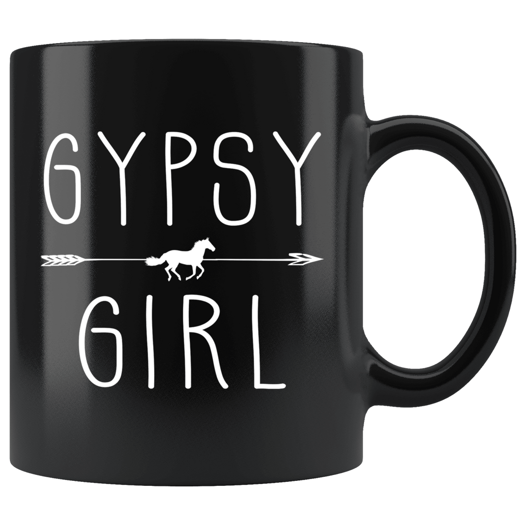 RobustCreative-Gypsy Horse Girl Gifts Horses Lover Riding Racing - 11oz Black Mug Riding Lover Gift Idea