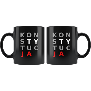 RobustCreative-Polska Konstytucja - Polish Pride PL 11oz Black Mug Solidarity Solidarnosc Independant Poland Gift Idea - Both Sides Printed