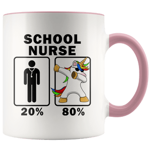 RobustCreative-School Nurse Dabbing Unicorn 80 20 Principle Graduation Gift Mens - 11oz Accent Mug Medical Personnel Gift Idea