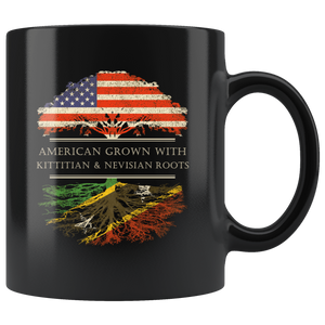 RobustCreative-Kittitian or Nevisian Roots American Grown Fathers Day Gift - Kittitian or Nevisian Pride 11oz Funny Black Coffee Mug - Real Saint Kitts & Nevis Hero Flag Papa National Heritage - Friends Gift - Both Sides Printed