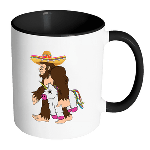 RobustCreative-Bigfoot Sasquatch Unicorn Piniata - Cinco De Mayo Mexican Fiesta - No Siesta Mexico Party - 11oz Black & White Funny Coffee Mug Women Men Friends Gift ~ Both Sides Printed