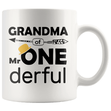 Load image into Gallery viewer, RobustCreative-Grandma of Mr Onederful  1st Birthday Baby Boy Outfit White 11oz Mug Gift Idea
