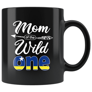 RobustCreative-Curacaoan Mom of the Wild One Birthday Curacao Flag Black 11oz Mug Gift Idea