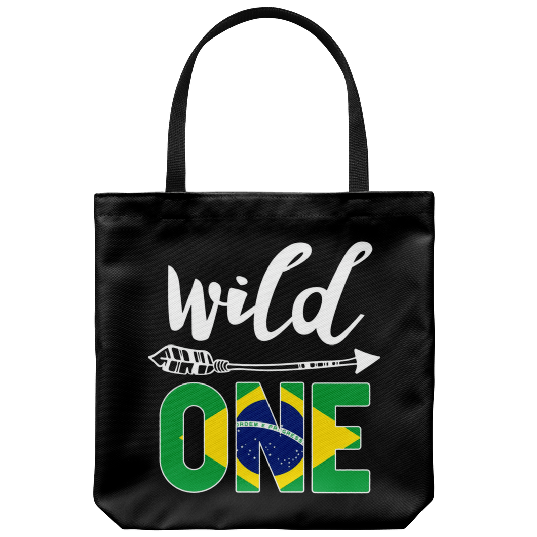 RobustCreative-Brazil Wild One Birthday Outfit 1 Brazilian Flag Tote Bag Gift Idea