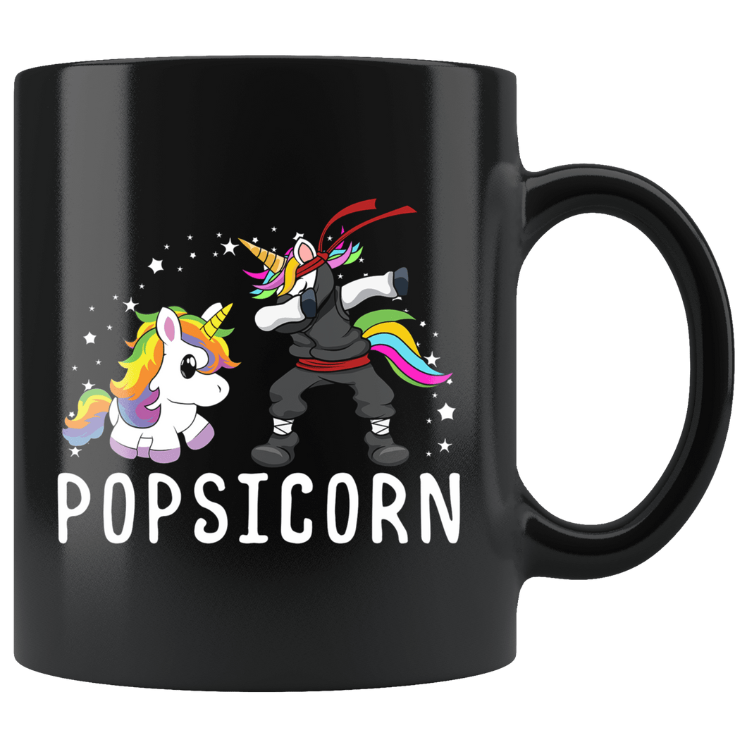 RobustCreative-Popsicorn Unicorn Grandpa Ninja Pops Dabbing & Rockin Black 11oz Mug Gift Idea