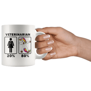 RobustCreative-Veterinarian Dabbing Unicorn 80 20 Principle Superhero Girl Womens - 11oz White Mug Medical Personnel Gift Idea