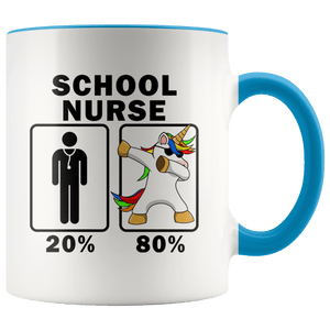 RobustCreative-School Nurse Dabbing Unicorn 80 20 Principle Graduation Gift Mens - 11oz Accent Mug Medical Personnel Gift Idea